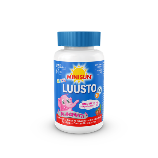 Minisun Pehmofantti Luusto Junior Kalsium+D-vitamiini 60 kpl pehmeä pureskelta