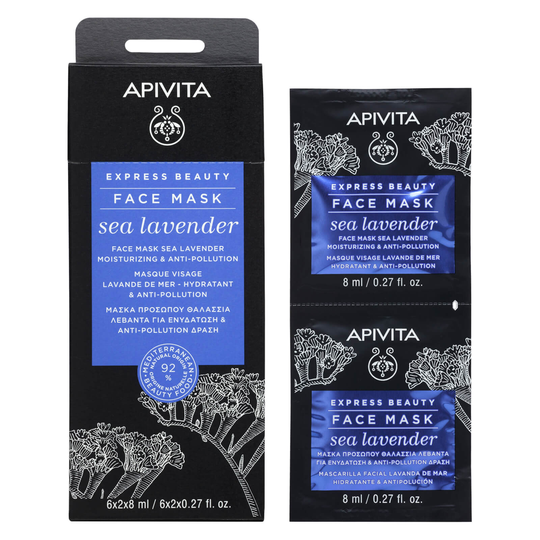 APIVITA Express Moisturizing Face Mask -kasvonaamio 2 x 8ml, Sea Lavender