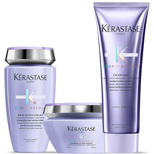 Kérastase Blond Absolu Ultra Violet Shampoo, Masque and Conditioner Trio -hiustenhoitosetti