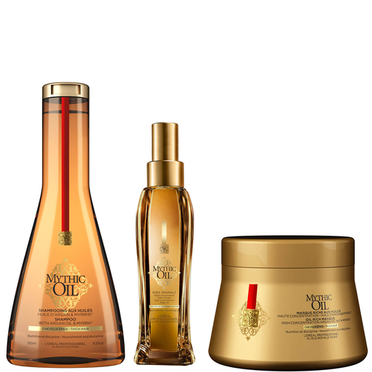 L'Oréal Professionnel Mythic Oil Shampoo, Masque and Oil Trio for Thick Hair -hiustenhoitosetti