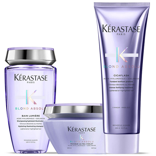 Kérastase Blond Absolu Lumiere Shampoo, Conditioner and Masque Trio -hiustenhoitosetti
