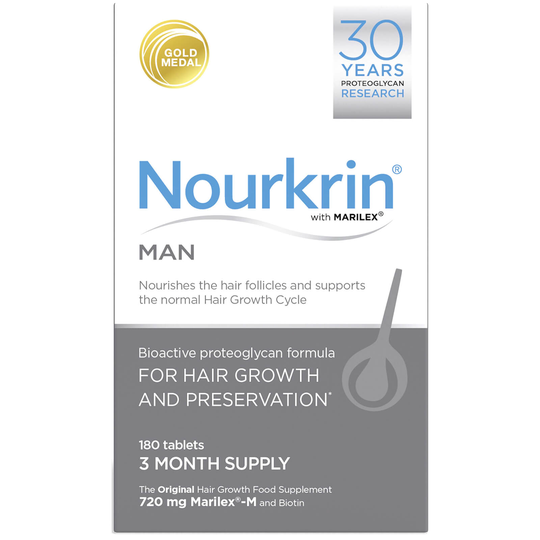 Nourkrin Man -hiustenhoitotabletit, 3 kuukauden aloituspakkaus (180 tablettia)