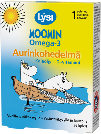 Lysi Omega-3 Moomin pehmeä geelipala 36 kpl