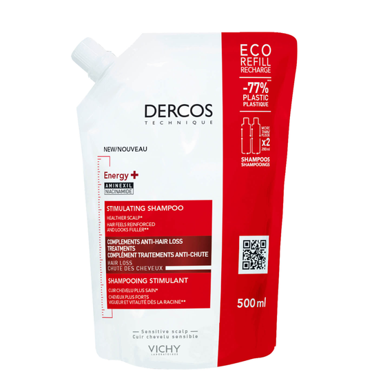 Vichy Dercos Energy+ Anti-Hair Loss Shampoo Eco Refill for Weak Hair and Sensitive Scalps 500ml