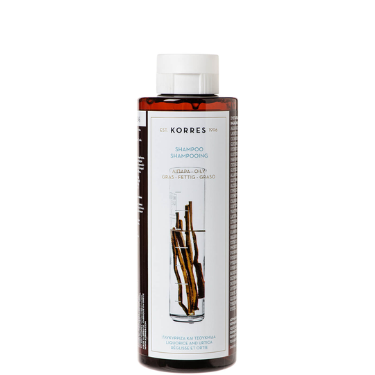 KORRES Natural Liquorice and Urtica -shampoo rasvaisille hiuksille