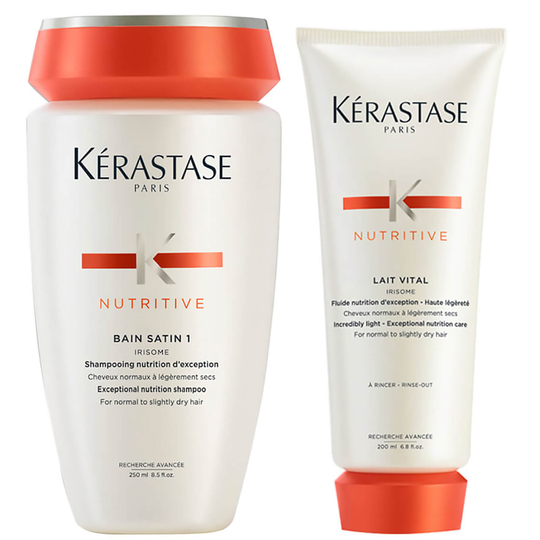 Kérastase Nutritive -setti: Bain Satin 1 -shampoo 250ml ja Lait Vital -hoitoaine 200ml