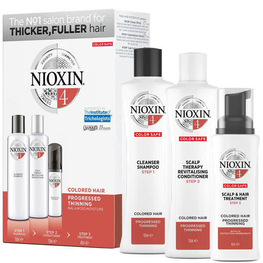 NIOXIN 3-Part System 4 Trial Kit for Coloured Hair with Progressed Thinning -kokeilupakkaus