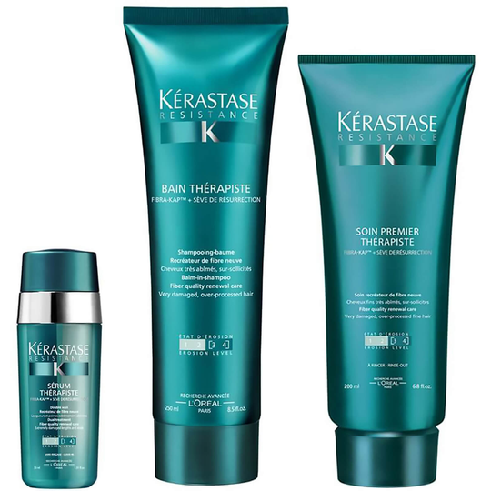 Kérastase Resistance Therapiste -shampoon, -hoitoaineen ja -seerumin kolmipakkaus